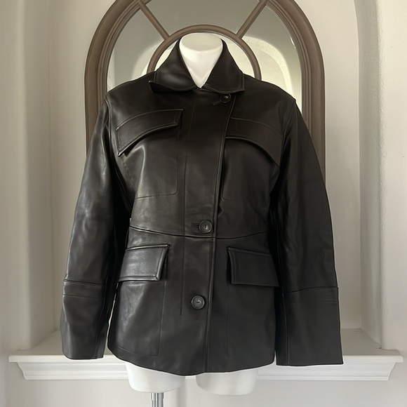 Vince 100% Lamb Leather Safari Jacket in Brown, Size M New w/Tag Retail $1495 - Picture 7 of 16